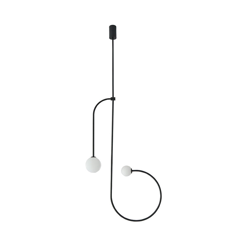 Black Frosted Opal Glass Modo Pendant Chandelier with LED Bulbs