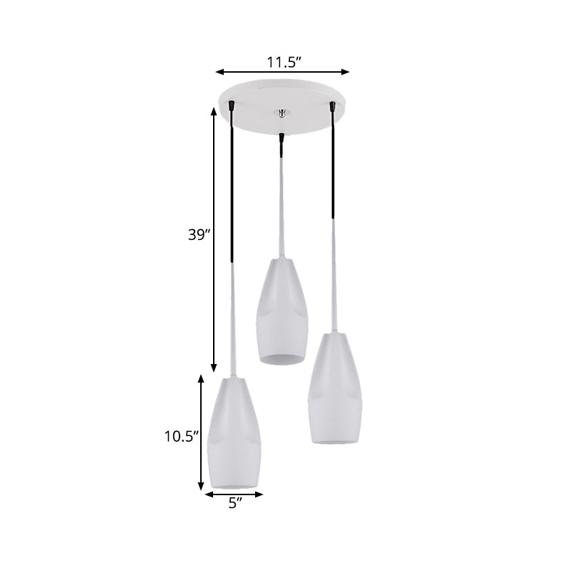 Lampe suspendue moderne à 3 lumières en verre blanc pour salle à manger avec suspension en forme de goutte d'eau