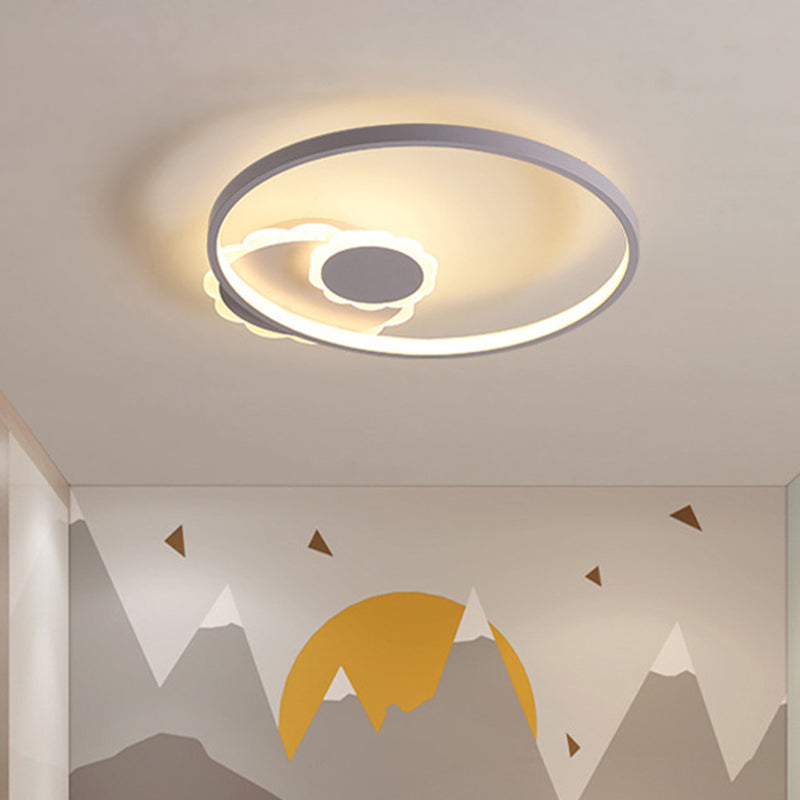 Modern LED Acrylic Flush Mount Ceiling Light for Bedroom - White Round Design w/ Warm or White Light