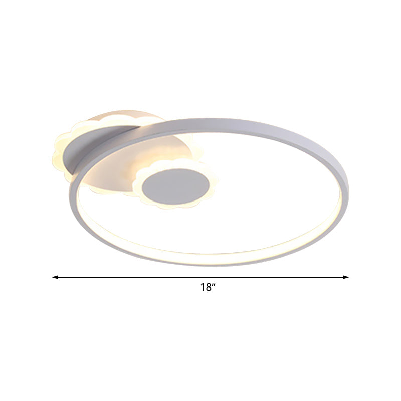 Modern LED Acrylic Flush Mount Ceiling Light for Bedroom - White Round Design w/ Warm or White Light