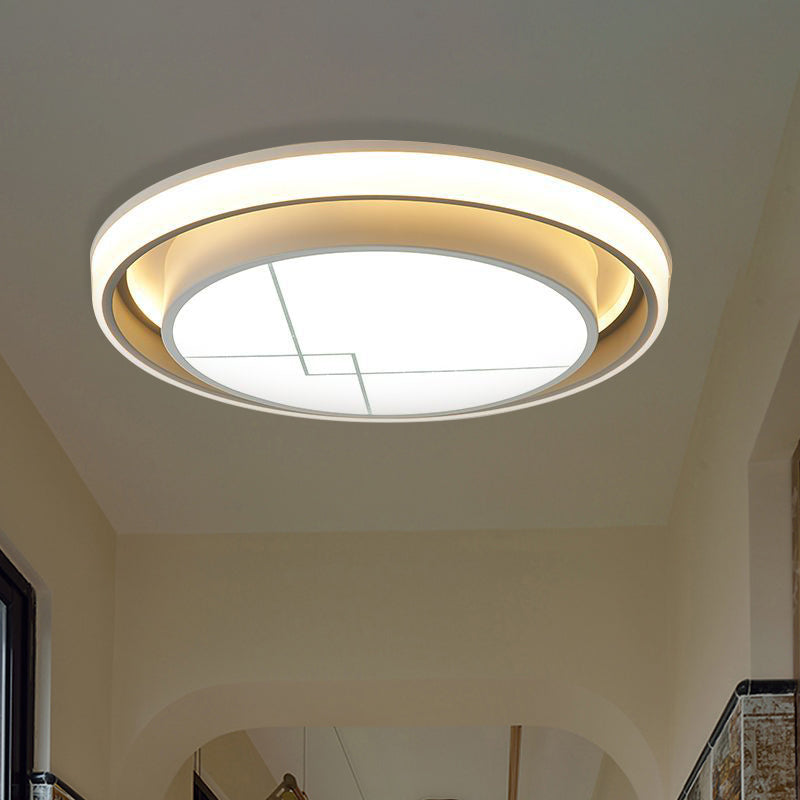 Plafonnier LED moderne en métal avec cercle - Blanc, éclairage de chambre (chaud/blanc)