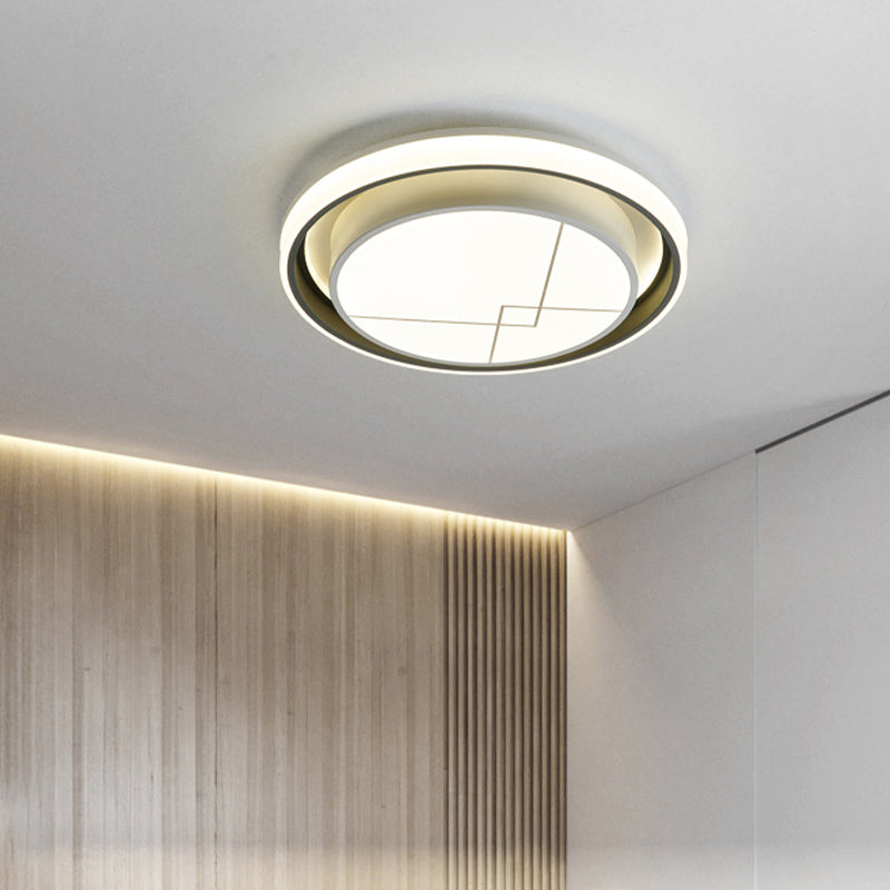 Plafonnier LED moderne en métal avec cercle - Blanc, éclairage de chambre (chaud/blanc)