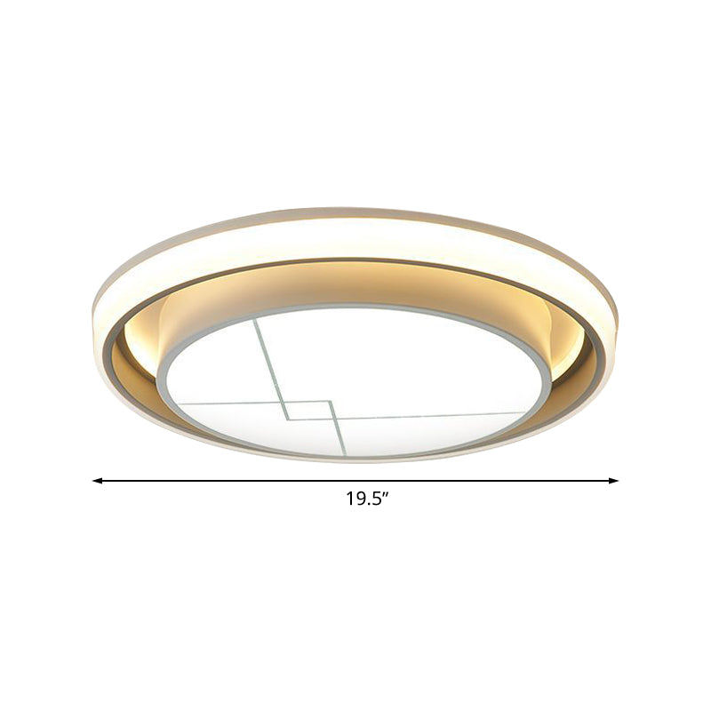 Plafonnier LED moderne en métal avec cercle - Blanc, éclairage de chambre (chaud/blanc)