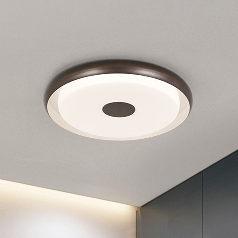Modern Halo Flush Mount Light Iron LED Bedroom Flushmount Lighting in Coffee (18"/21" Width)