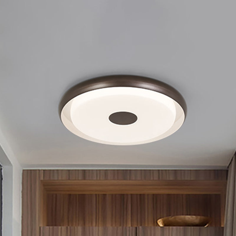 Modern Halo Flush Mount Light Iron LED Bedroom Flushmount Lighting in Coffee (18"/21" Width)