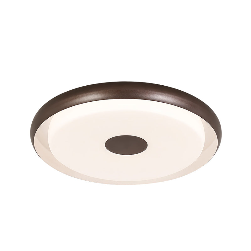 Modern Halo Flush Mount Light Iron LED Bedroom Flushmount Lighting in Coffee (18"/21" Width)