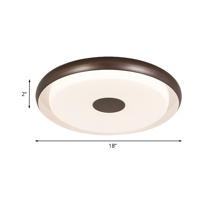 Modern Halo Flush Mount Light Iron LED Bedroom Flushmount Lighting in Coffee (18"/21" Width)