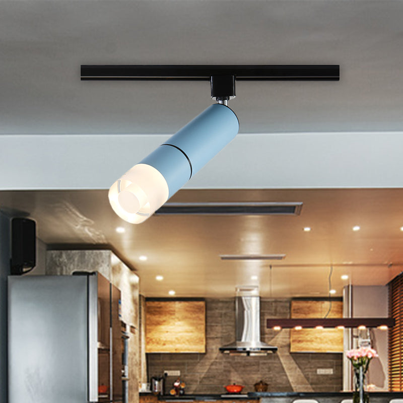 Rotatable LED Semi Flush Mount Lighting in White/Pink/Blue - Modern Aluminum Design