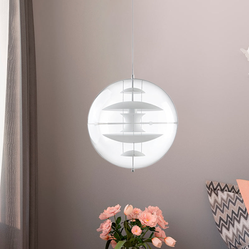 Modernist Clear Acrylic Ball Ceiling Light with Contemporary Disc Deco - White/Gold/Silver