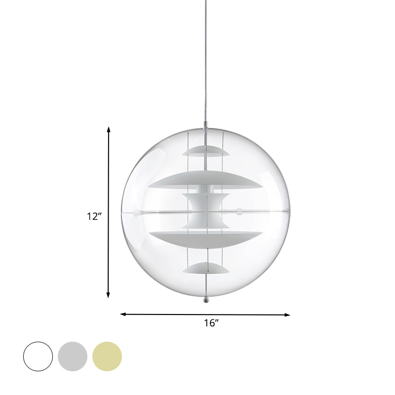 Modernist Clear Acrylic Ball Ceiling Light with Contemporary Disc Deco - White/Gold/Silver