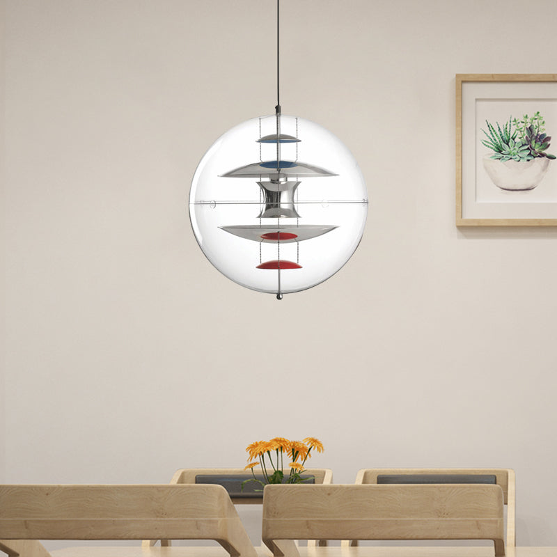 Modernist Clear Acrylic Ball Ceiling Light with Contemporary Disc Deco - White/Gold/Silver