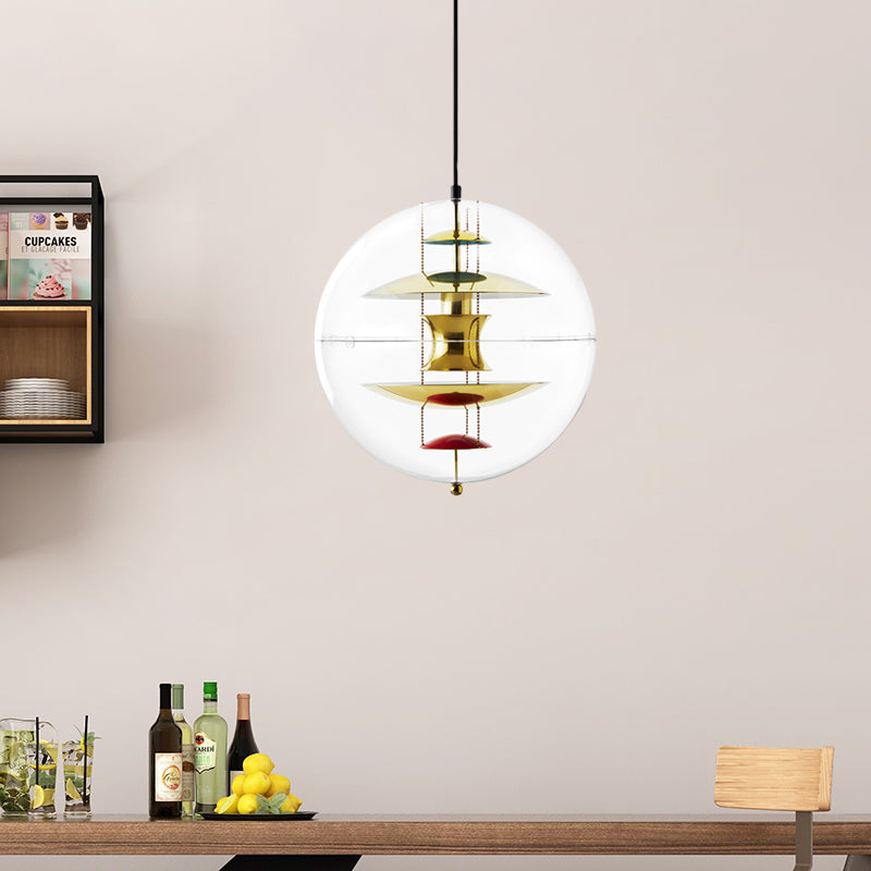 Modernist Clear Acrylic Ball Ceiling Light with Contemporary Disc Deco - White/Gold/Silver