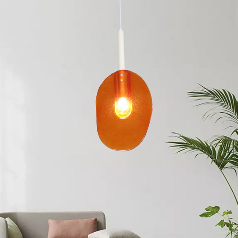 Sleek Lollipop Shape Orange Glass Pendant - Elegant 1-Light Ceiling Lamp for Coffee Shops