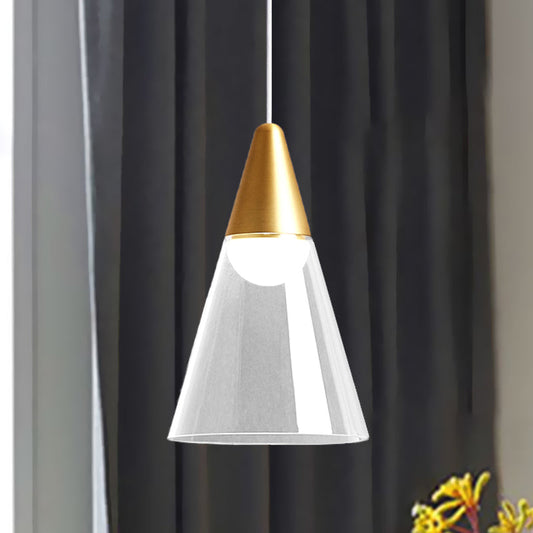 Postmodern Gold Tapered Pendant Lamp with Smoke Gray Glass - Ceiling Light with 1 Bulb