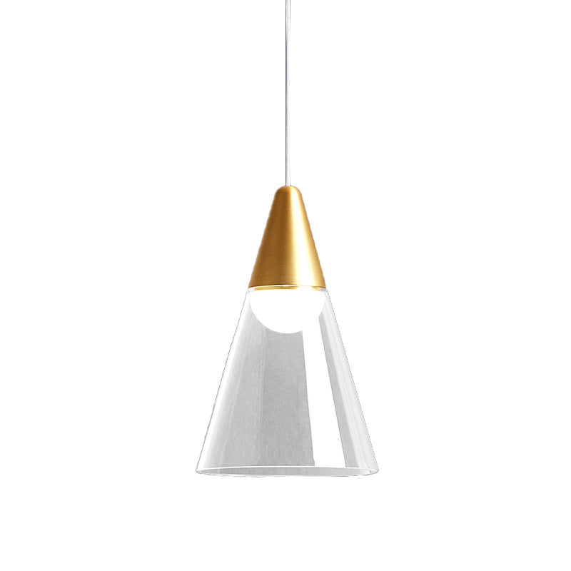 Postmodern Gold Tapered Pendant Lamp with Smoke Gray Glass - Ceiling Light with 1 Bulb
