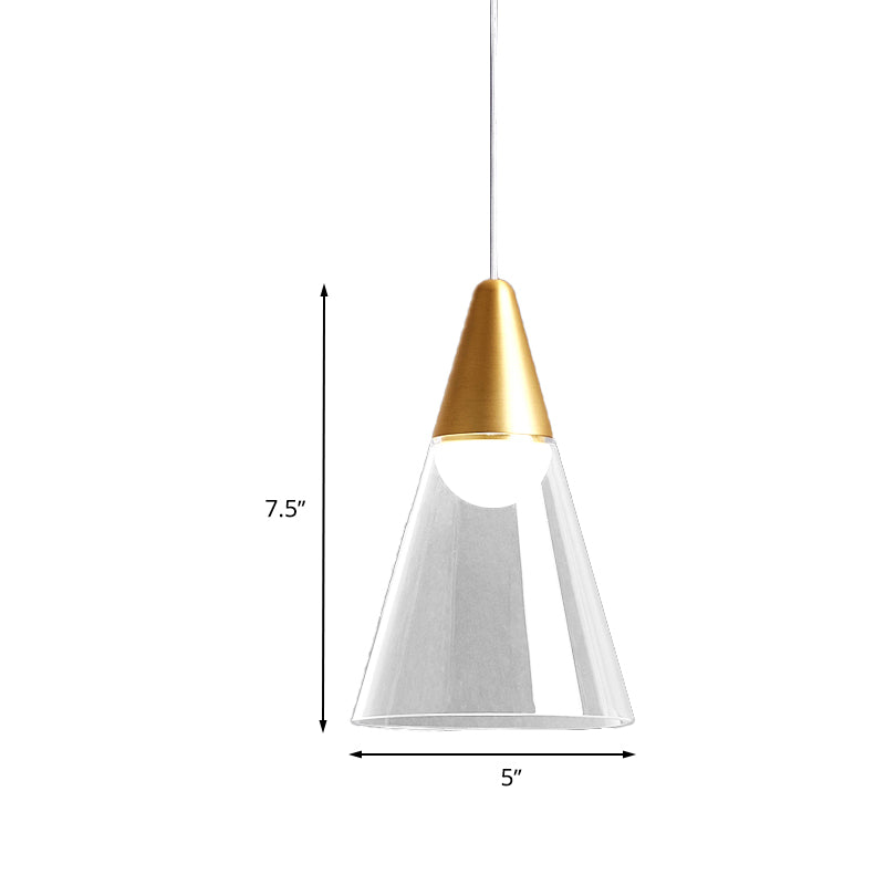 Gold Tapered Pendant Lamp: Postmodern Smoke Gray Glass Ceiling Light