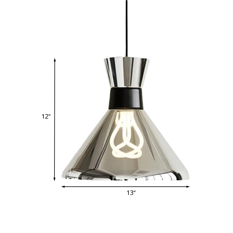 Minimalist Chrome Hanging Light with Clear Glass Shade - 1-Head Bedroom Suspension Lamp