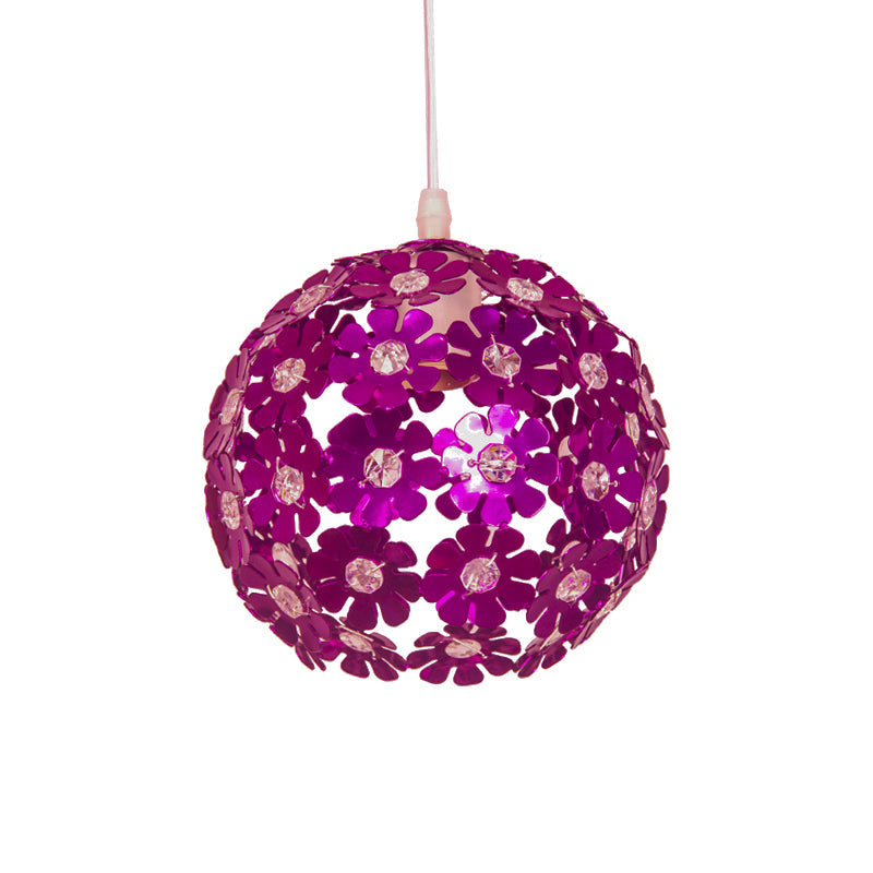 Modernist Silver/Purple/Gold Domed Pendant Ceiling Lamp With Flower Aluminium Shade