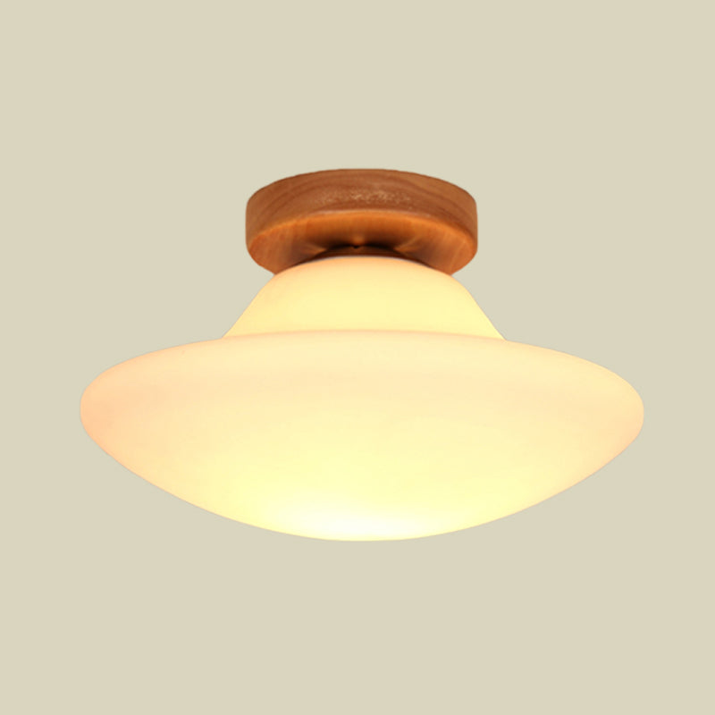 Modern Mushroom Milk White Glass Flush Mount Lighting in Gold - Corridor Flushmount