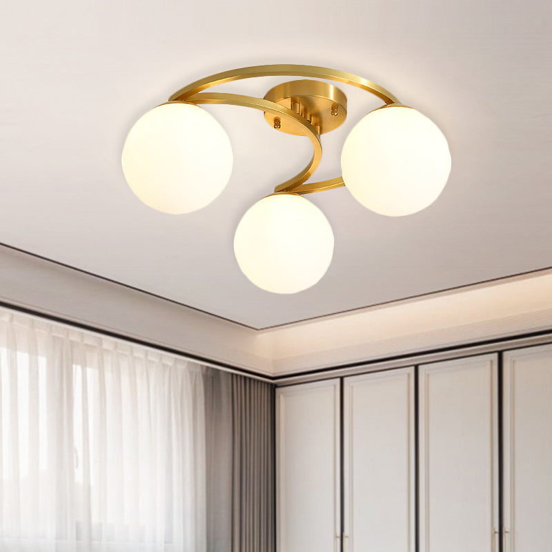 Lampe LED semi-encastrée dorée moderne avec verre crème et motif de lune - Montage encastré à 3/6/8 lumières