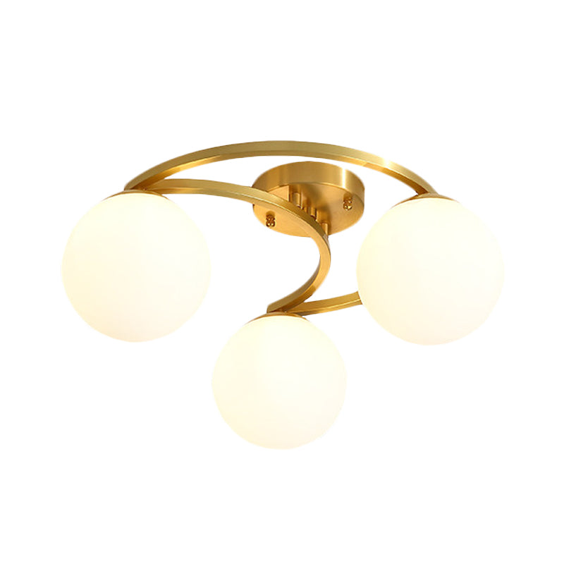 Lampe LED semi-encastrée dorée moderne avec verre crème et motif de lune - Montage encastré à 3/6/8 lumières