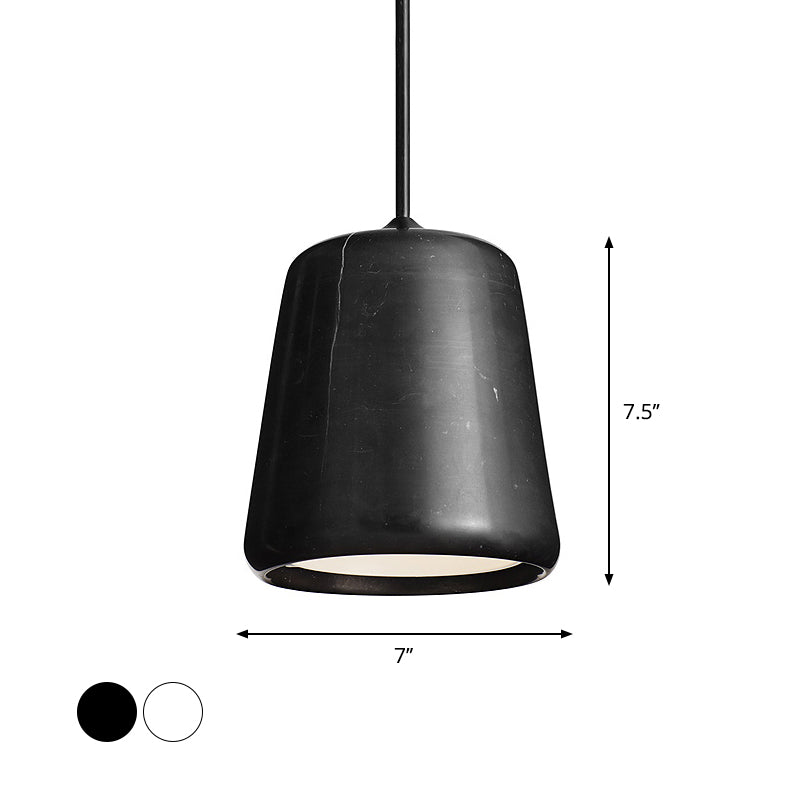 Nordic Bell Marble Hanging Lamp: 1-Head Down Lighting Fixture For Living Room In White/Black