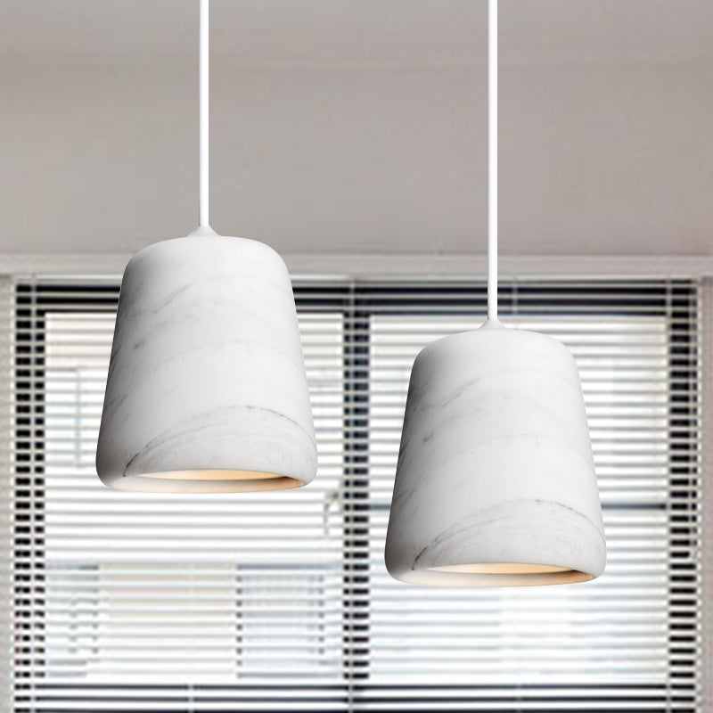 Nordic Bell Marble Hanging Lamp: 1-Head Down Lighting Fixture For Living Room In White/Black White