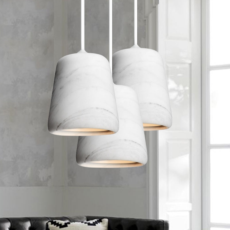 Nordic Bell Marble Hanging Lamp: 1-Head Down Lighting Fixture For Living Room In White/Black