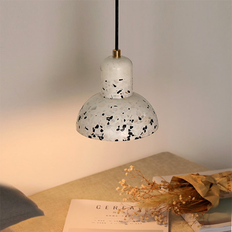 Nordic 1-Light Cement Urn Ceiling Pendant Lamp In White And Black For Restaurants