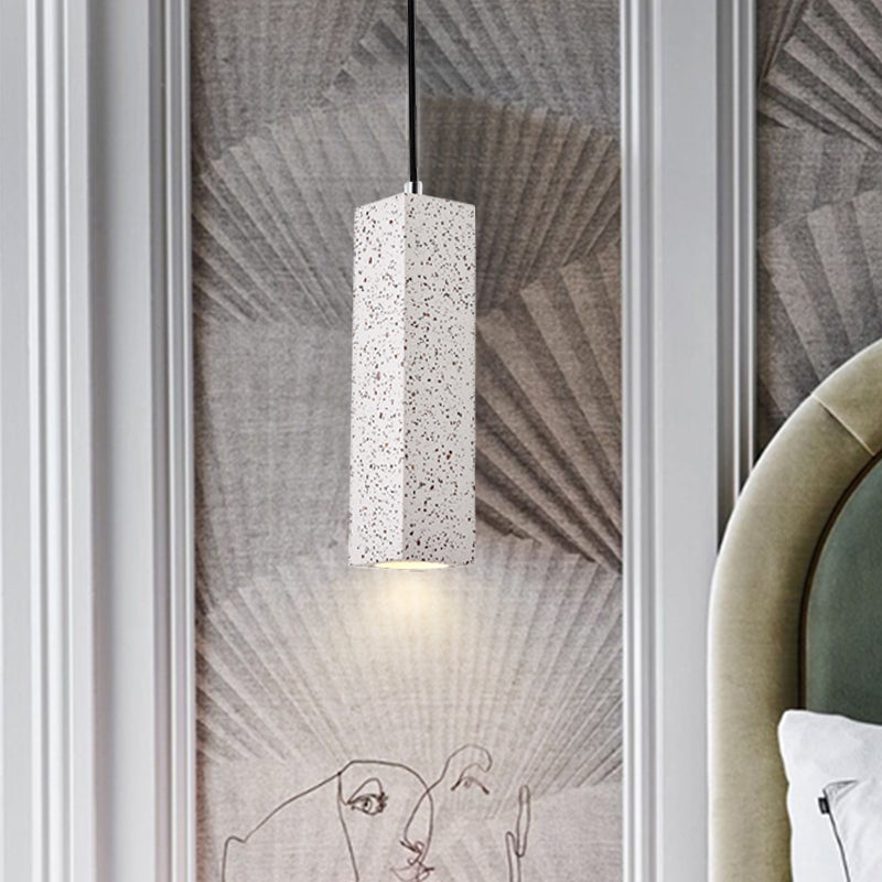 Sleek Nordic Marble LED Pendant Light - Modern Slim Cuboid Design, 1 Head, White Color