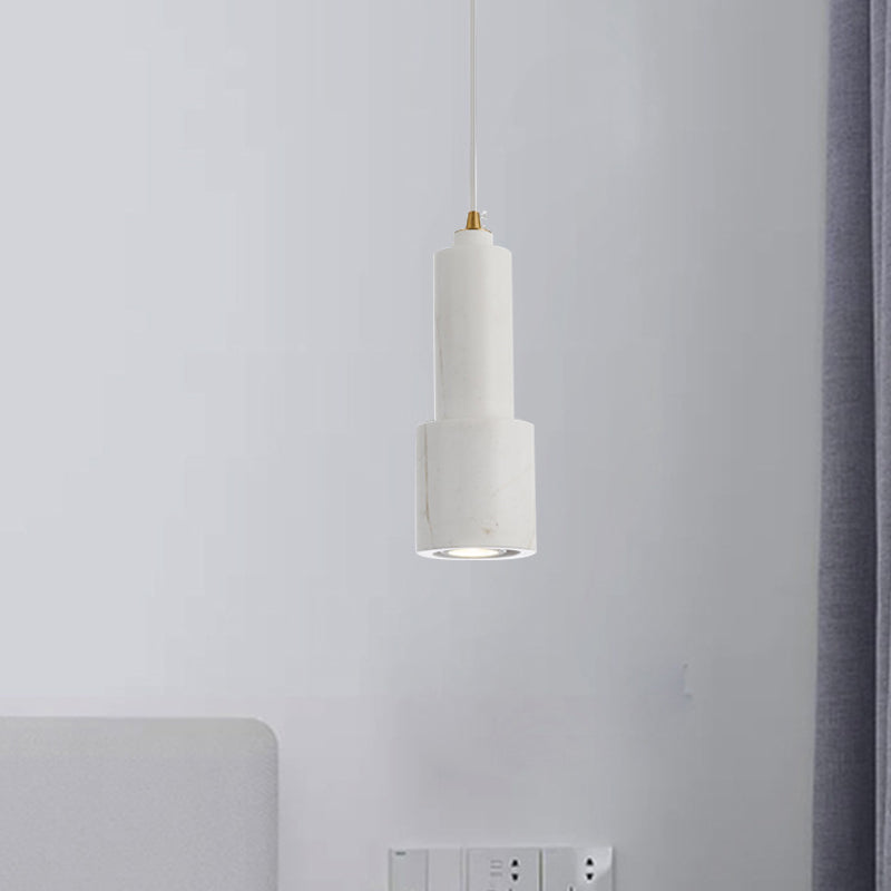 Nordic Marble 1-Light Suspended Pendant Lamp - White/Green Tube Hanging Ceiling Light for Living Room