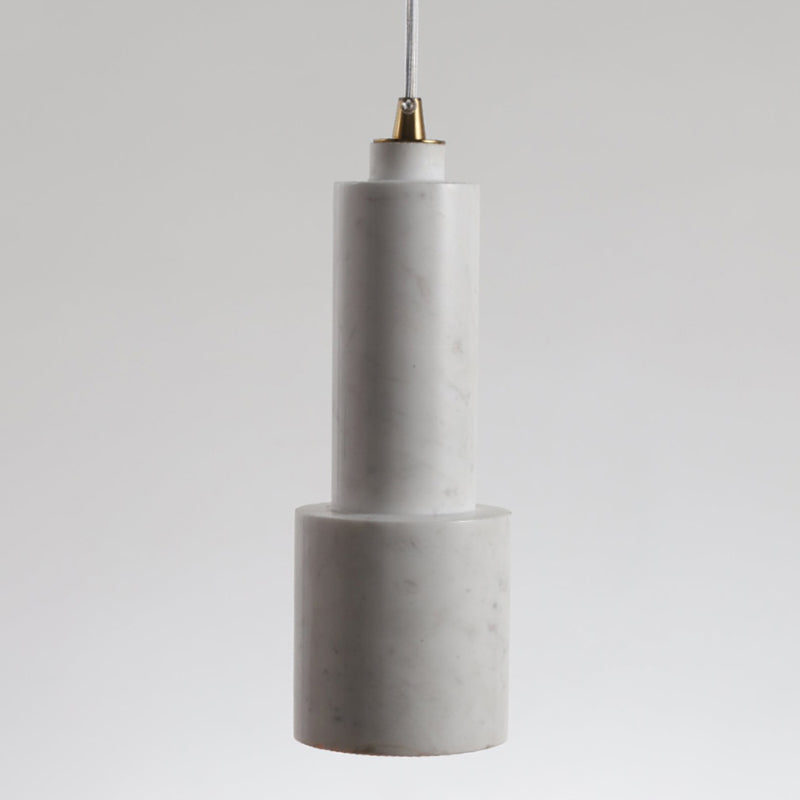 Nordic Marble 1-Light Suspended Pendant Lamp - White/Green Tube Hanging Ceiling Light for Living Room