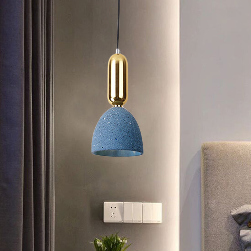 Macaron Pendant Light with Terrazzo Domed Shade in White/Black/Pink for Dining Room Ceiling
