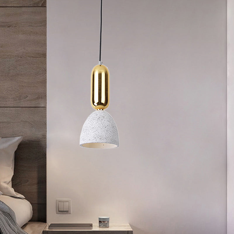 Macaron Pendant Light with Terrazzo Domed Shade in White/Black/Pink for Dining Room Ceiling