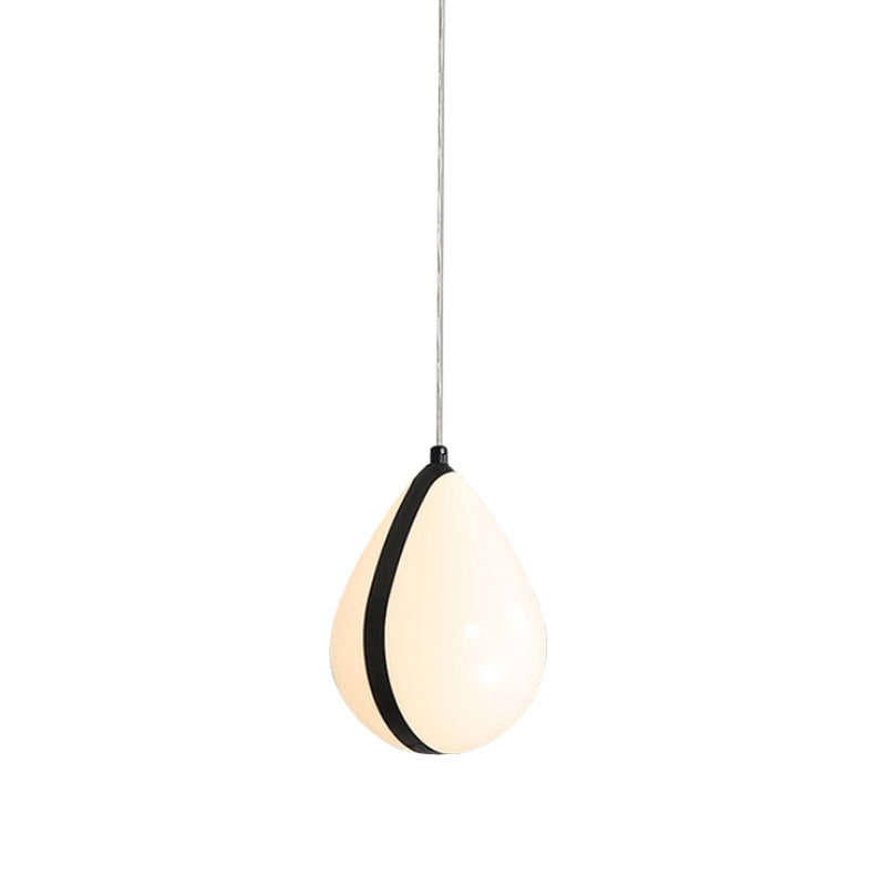 Modern White and Black Waterdrop Hanging Light - 1 Light Acrylic LED Pendant Lamp in White/Warm Light