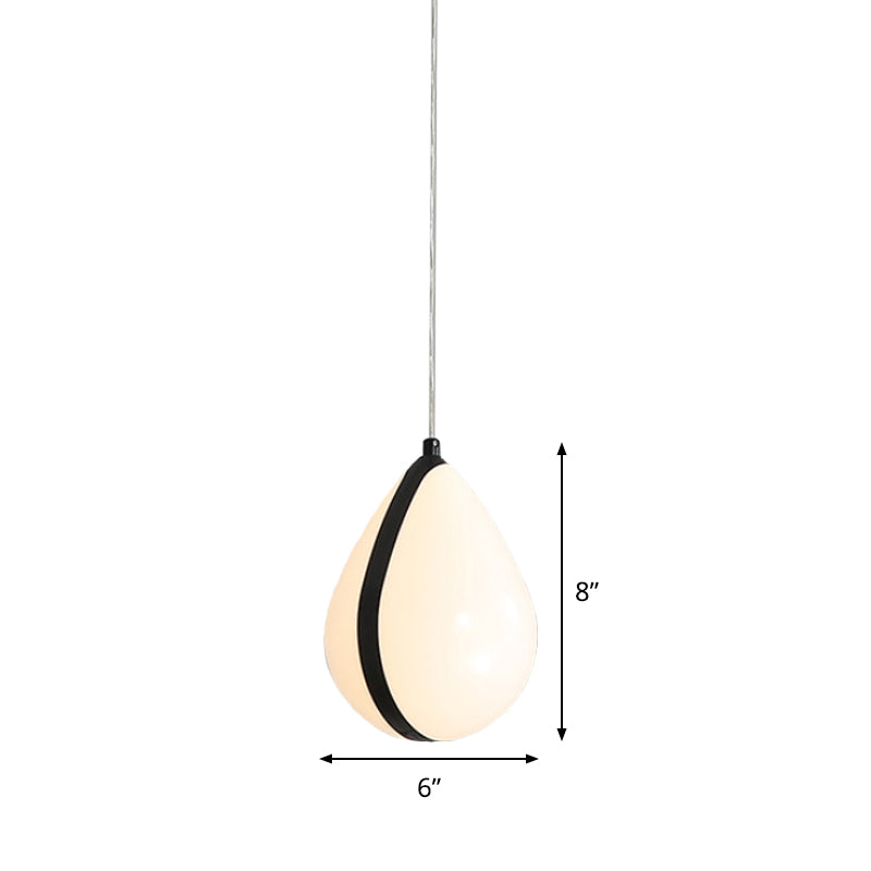 Modern White And Black Waterdrop Led Pendant Lamp With Acrylic Shade In White/Warm Light