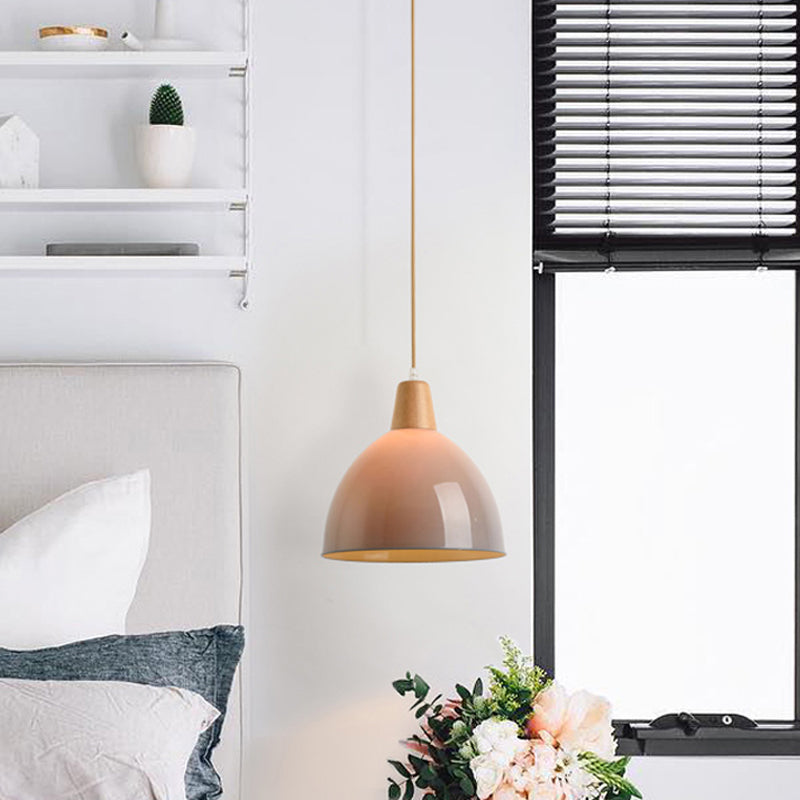 Modernist Acrylic Domed Pendant Lamp - Grey Drop, 1 Head Ceiling Light for Bedside