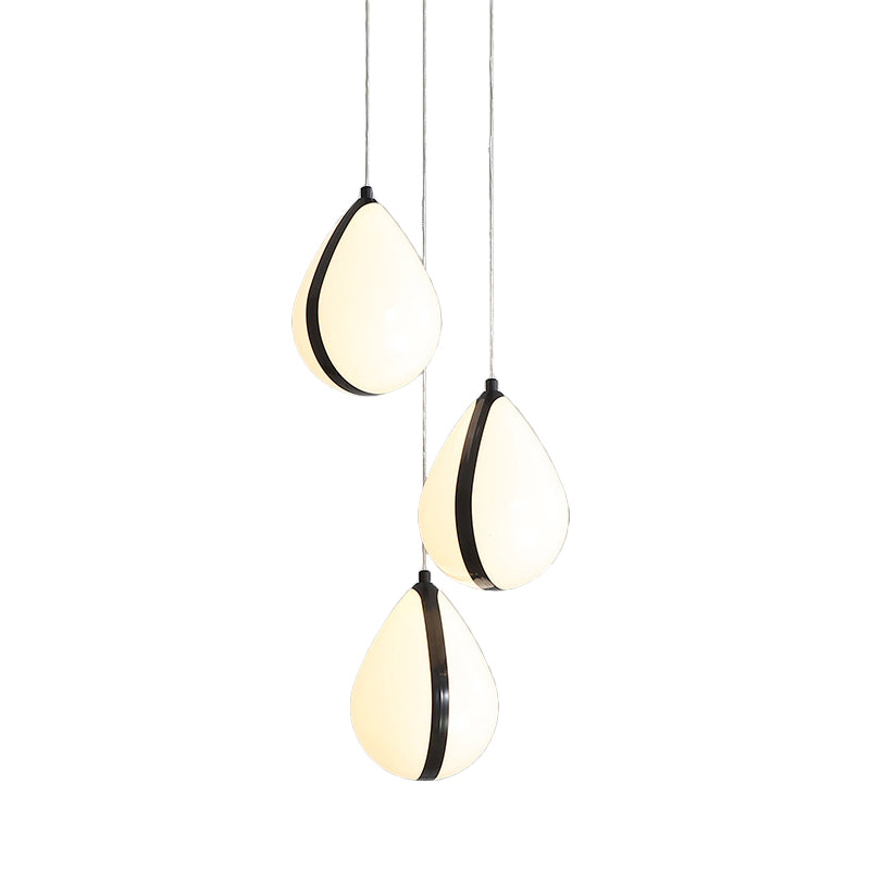 Black Waterdrop Pendant Light with 3 Acrylic LED Lights for Modern Dining Room