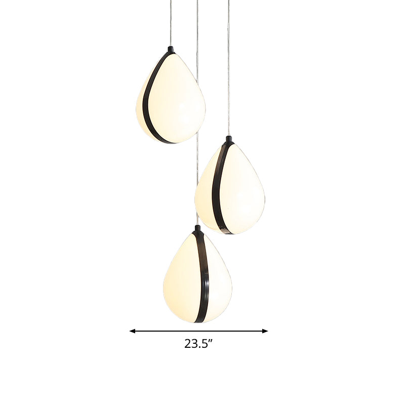 Black Waterdrop Pendant Light with 3 Acrylic LED Lights for Modern Dining Room