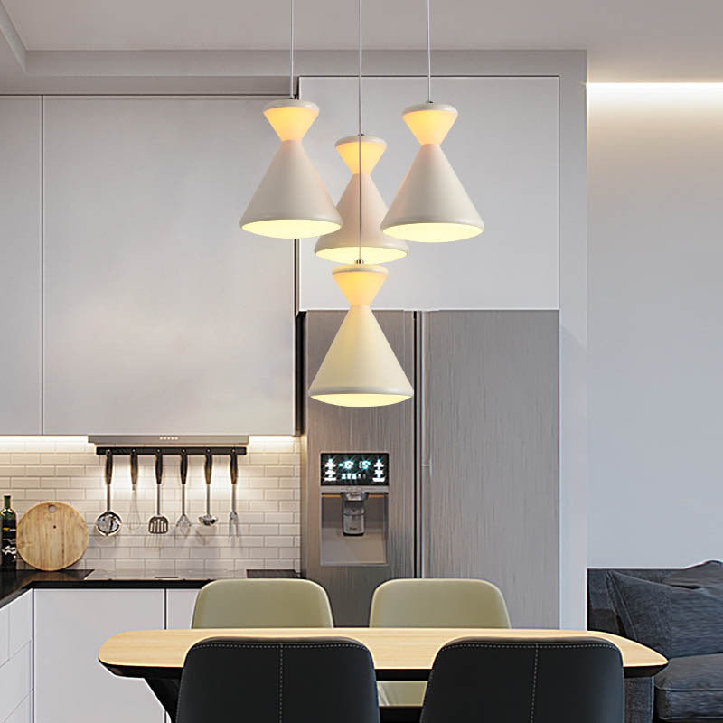 Modernist White LED Cluster Pendant Light with Hourglass Acrylic Shade - Perfect for Dining Room