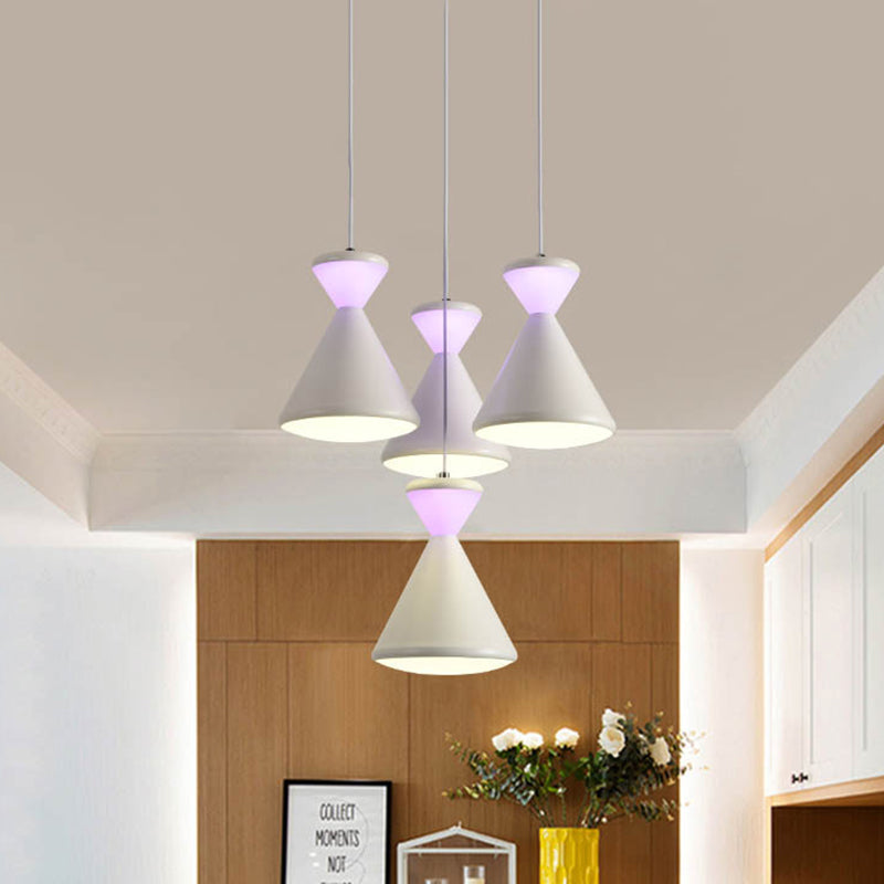 Modernist White LED Cluster Pendant Light with Hourglass Acrylic Shade - Perfect for Dining Room