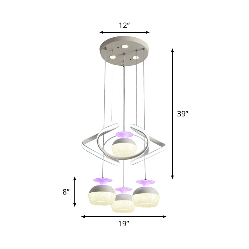 Modern Acrylic Pendant Light With 4 Head Cup Shape Led Suspension For Dining Room In White