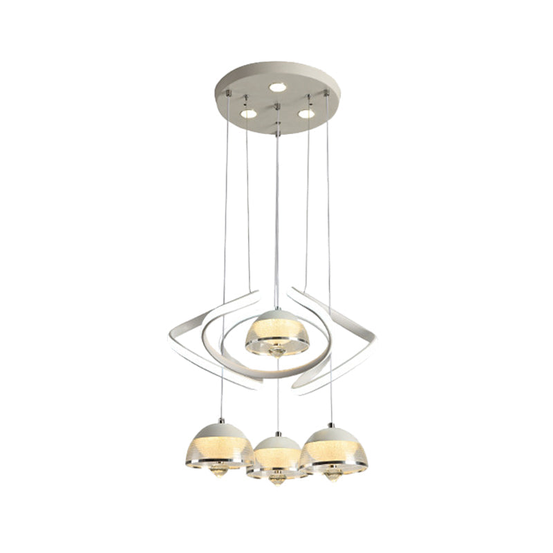 Contemporary White Domed Cluster Pendant with 4-Head LED Hanging Lighting