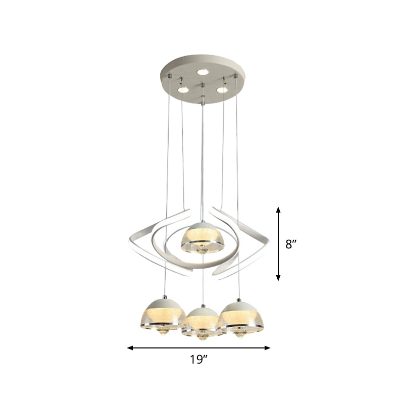 Contemporary White Domed Cluster Pendant with 4-Head LED Hanging Lighting