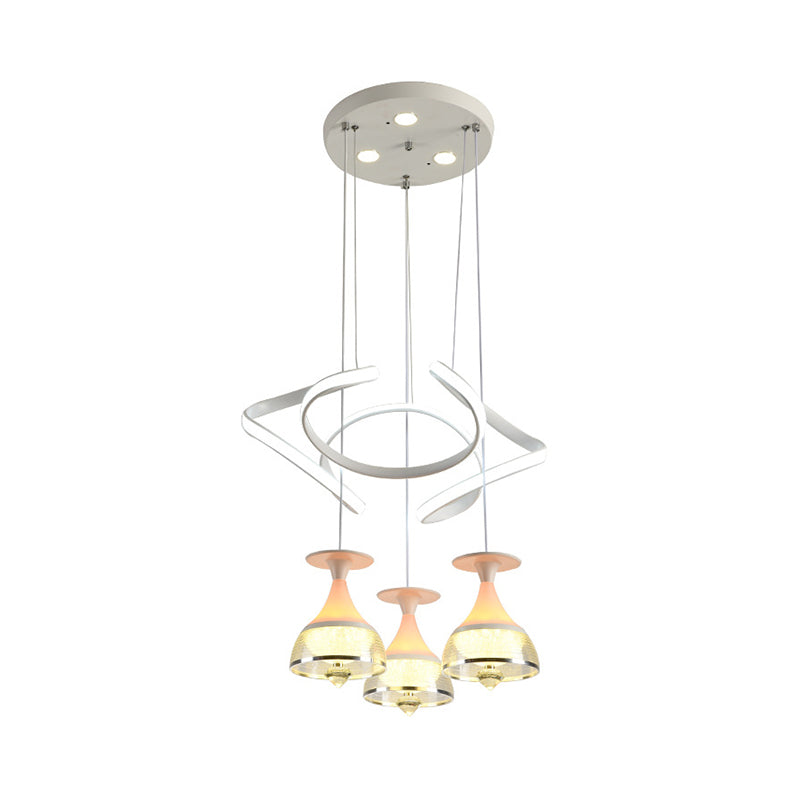 Modern Wine Cup Cluster Pendant With Acrylic Shade - White Waving Hanging Lamp