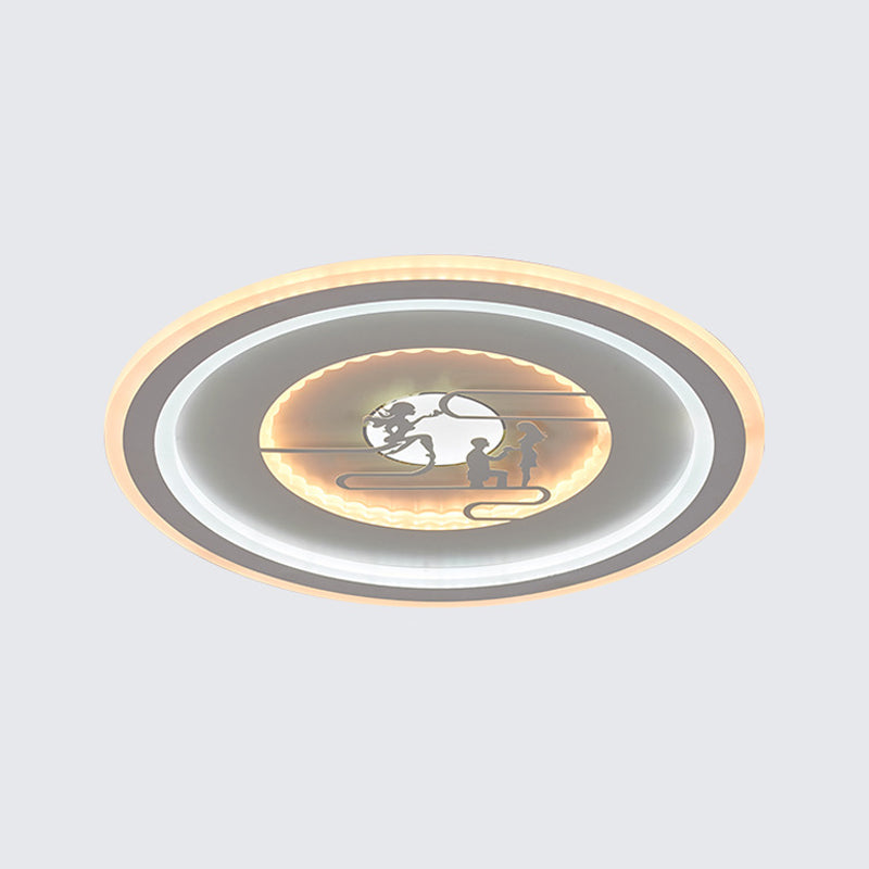 Minimalist Acrylic LED Flush Mount with Unique Lovers Pattern