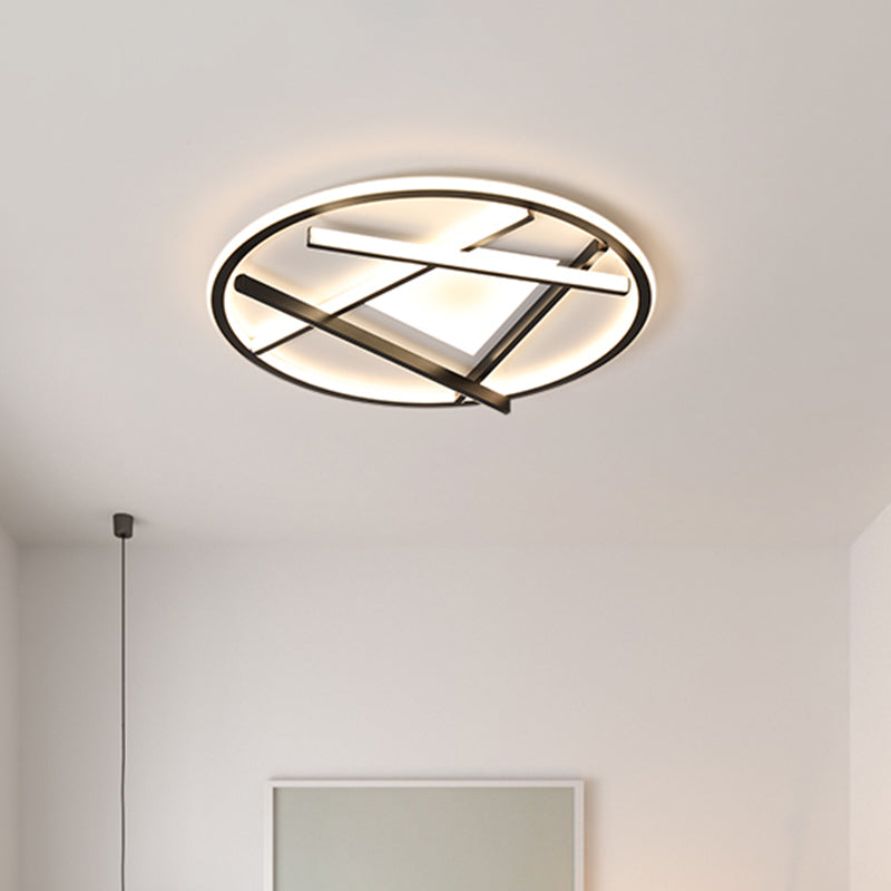16"/19.5" Acrylic Ring LED Flush Mount Ceiling Light in Black, White/Warm Light