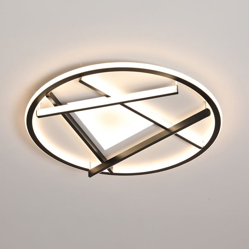 16"/19.5" Acrylic Ring LED Flush Mount Ceiling Light in Black, White/Warm Light
