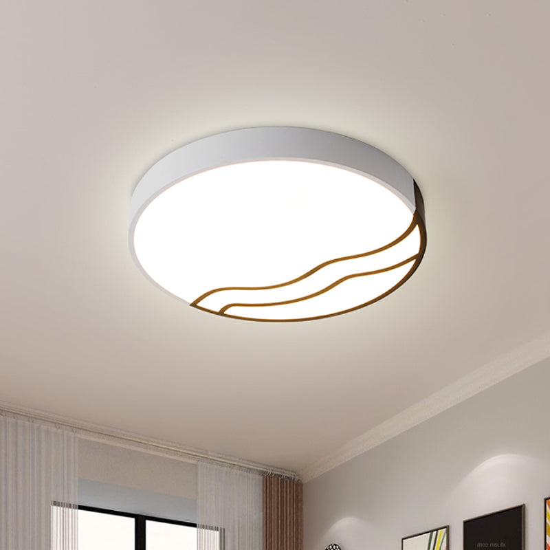 Minimalist LED Bedroom Ceiling Lamp in White/Gold and Black, 16"/14" Diameter