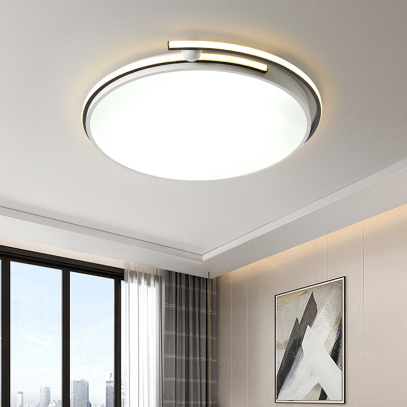 Minimalist LED Corridor Flush Mount Light Fixture - White Lamp with Circular Acrylic Shade, 13"/18"/22.5" W